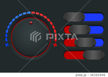 Temperature control. Round knob selector and slide 36392846
