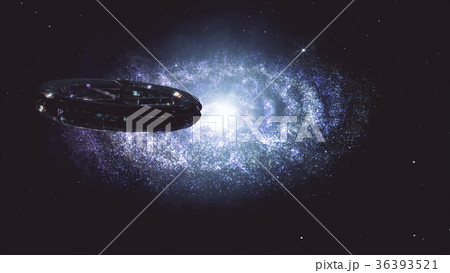 Alien Spaceship Flying Planetary Nebula Galaxy 36393521