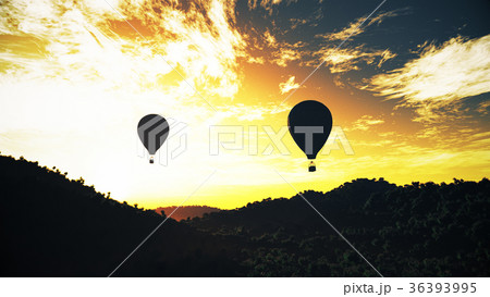 Hot Air Balloons Lush Natural Wilderness Jungle 36393995