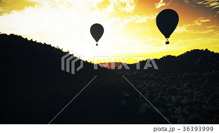 Hot Air Balloons Lush Natural Wilderness Jungle 36393999