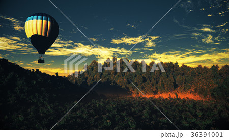 Hot Air Balloons Lush Natural Wilderness Jungle 36394001