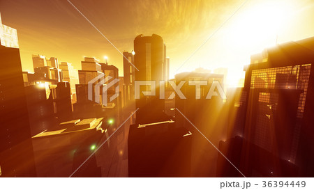 Megapolis in the Sunset Sunrise Lightrays Megapolis in the Sunset Sunrise Lightrays 36394449