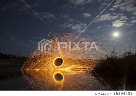 A ring of fire at the lake, Burning steel wool. 36394508
