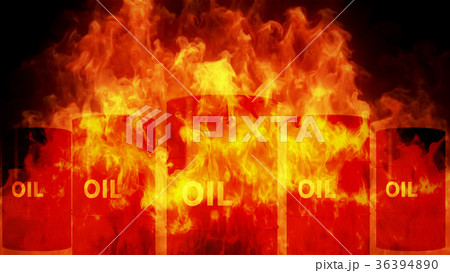 Oil Barrel in Raging Fire Oil Price Crisis Concept Oil Barrel in Raging Fire Oil Price Crisis Concept 36394890