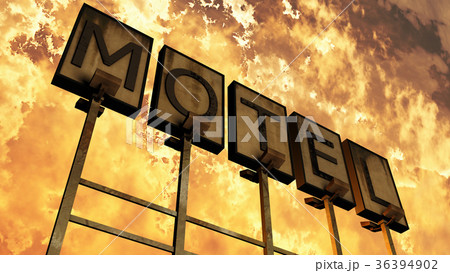 Old Grungy Motel Sign in a Wonderful Sunset 36394902