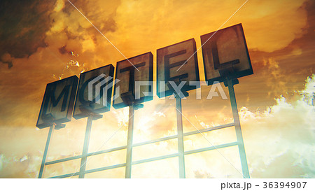 Old Grungy Motel Sign in a Wonderful Sunset 36394907