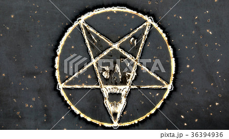 Inverted Pentagram Symbol with Face of the Evil Inverted Pentagram Symbol with Face of the Evil 36394936