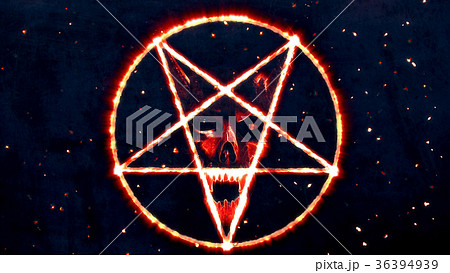 Inverted Pentagram Symbol with Face of the Evil Inverted Pentagram Symbol with Face of the Evil 36394939