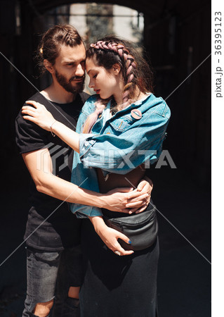 Young man and woman on the stree 36395123