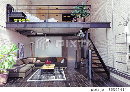 modern loft interior design. 36395414