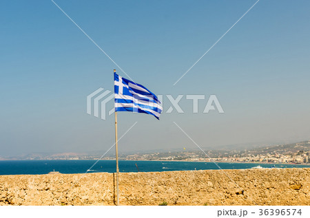 Greek flag on the island of Crete Castle Fortezza 36396574