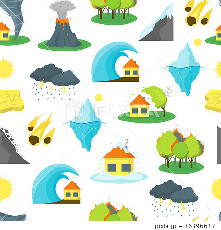 Cartoon Natural Disaster Background Pattern - Stock Illustration [36396617]  - PIXTA