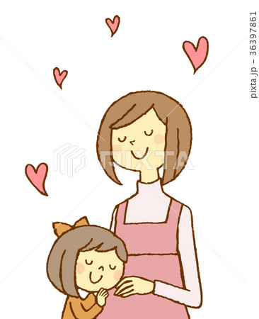 妊婦と女の子のイラスト素材