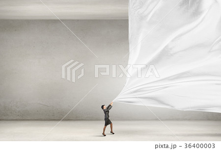 Woman pulling clothing banner 36400003