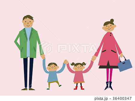 ピンク色の背景 家族 春のイメージ 初春 のイラスト素材