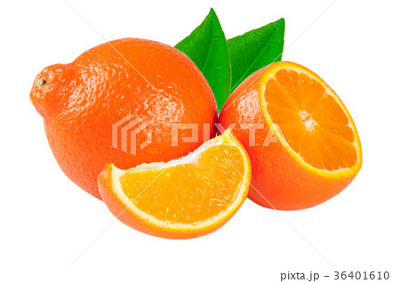 tangerine or Mineola with leaf isolated on white 36401610