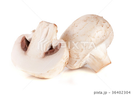 champignon mushrooms and half isolated on white 36402304