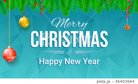 Merry Christmas and New Year banner with fir 36403664