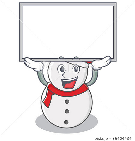 Up board snowman character cartoon style Up board snowman character cartoon style 36404434