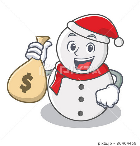 With money bag snowman character cartoon style With money bag snowman character cartoon style 36404459