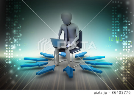 3d man working on laptop 36405776