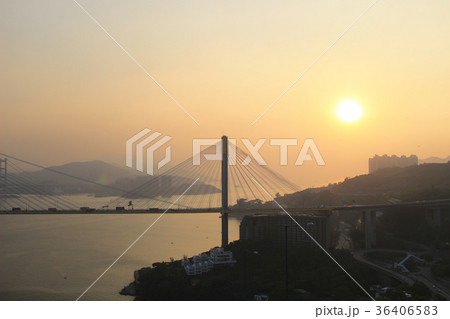 Sunset at Ting Kau Bridge, view from Ting Kau 36406583