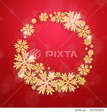Christmas gold glittering snowflakes background 36406805