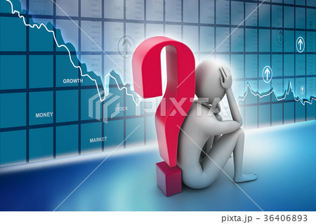 3d man sitting near the question mark 36406893