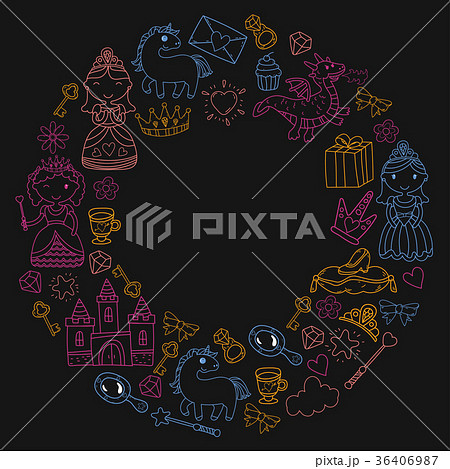 Set of doodle princess and fantasy icon and and Set of doodle princess and fantasy icon and and 36406987