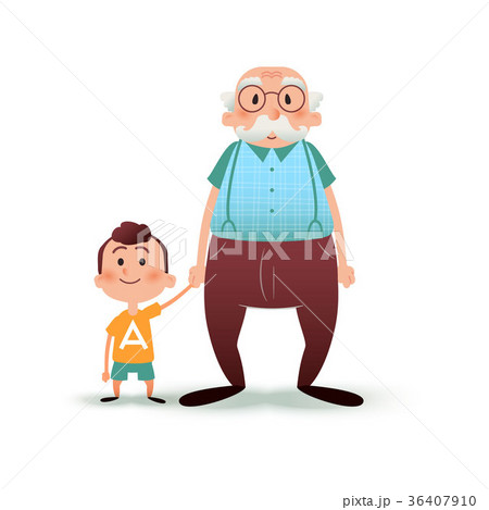 Grandfather and grandson holding hands. Little boy 36407910