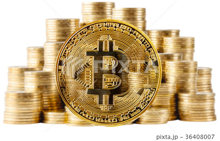 Gold bitcoin on a background of rising columns of Gold bitcoin on a background of rising columns of 36408007