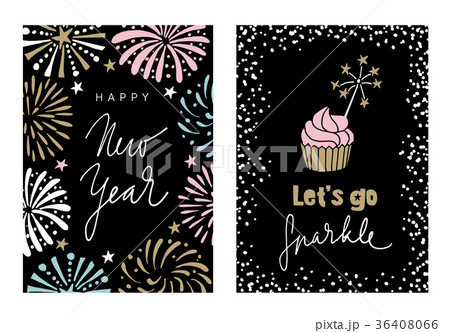 Set of Happy New Year greeting cards, party 36408066