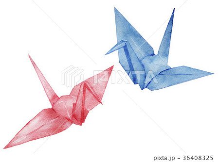 折り鶴 水彩イラストのイラスト素材