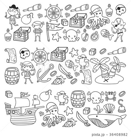 Children playing pirates Boys and girls 36408982