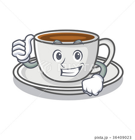 Thumbs up coffee character cartoon style 36409023