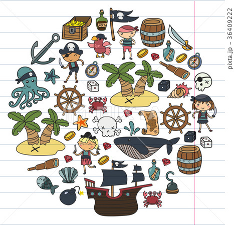 Children playing pirates Boys and girls 36409222