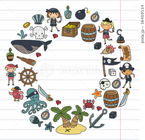 Children playing pirates Boys and girls 36409534