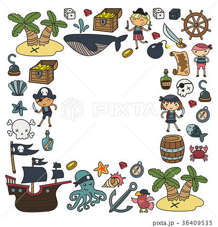 Children playing pirates Boys and girls 36409535