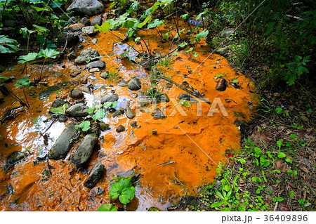 長流川二次支流コノヘオサレペツ川付近の赤銅色のよどみ 36409896