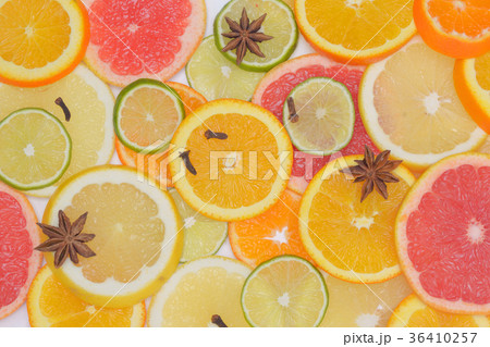 Background with citrus fruit slices Background with citrus fruit slices 36410257