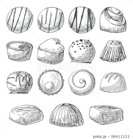 Chocolate sweets of different shapes and sizes. 36411151