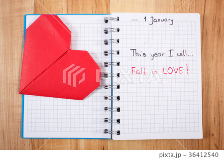 New years resolutions written in notebook New years resolutions written in notebook 36412540
