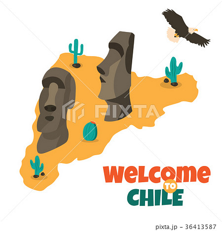 Poster with statues of Easter island Poster with statues of Easter island 36413587