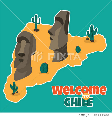 Poster with ancient statues of Easter island Poster with ancient statues of Easter island 36413588