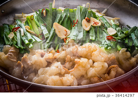 博多もつ鍋 Motsunabe, or giblets cooked in a hot pot 博多もつ鍋 Motsunabe, or giblets cooked in a hot pot 36414297