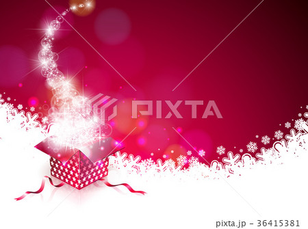 Christmas Illustration on Shiny Red Background 36415381