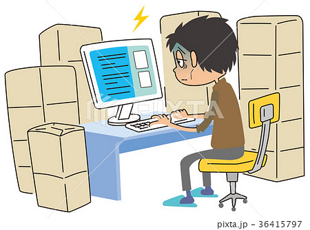 返品の中で仕事をする男性 返品の中で仕事をする男性 36415797