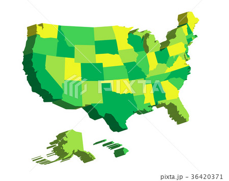 3D map of United States of America, USA, divided 36420371