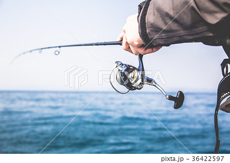 海釣り リールの写真素材