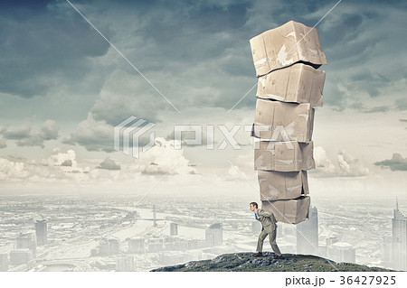 Man carry carton boxes Man carry carton boxes 36427925